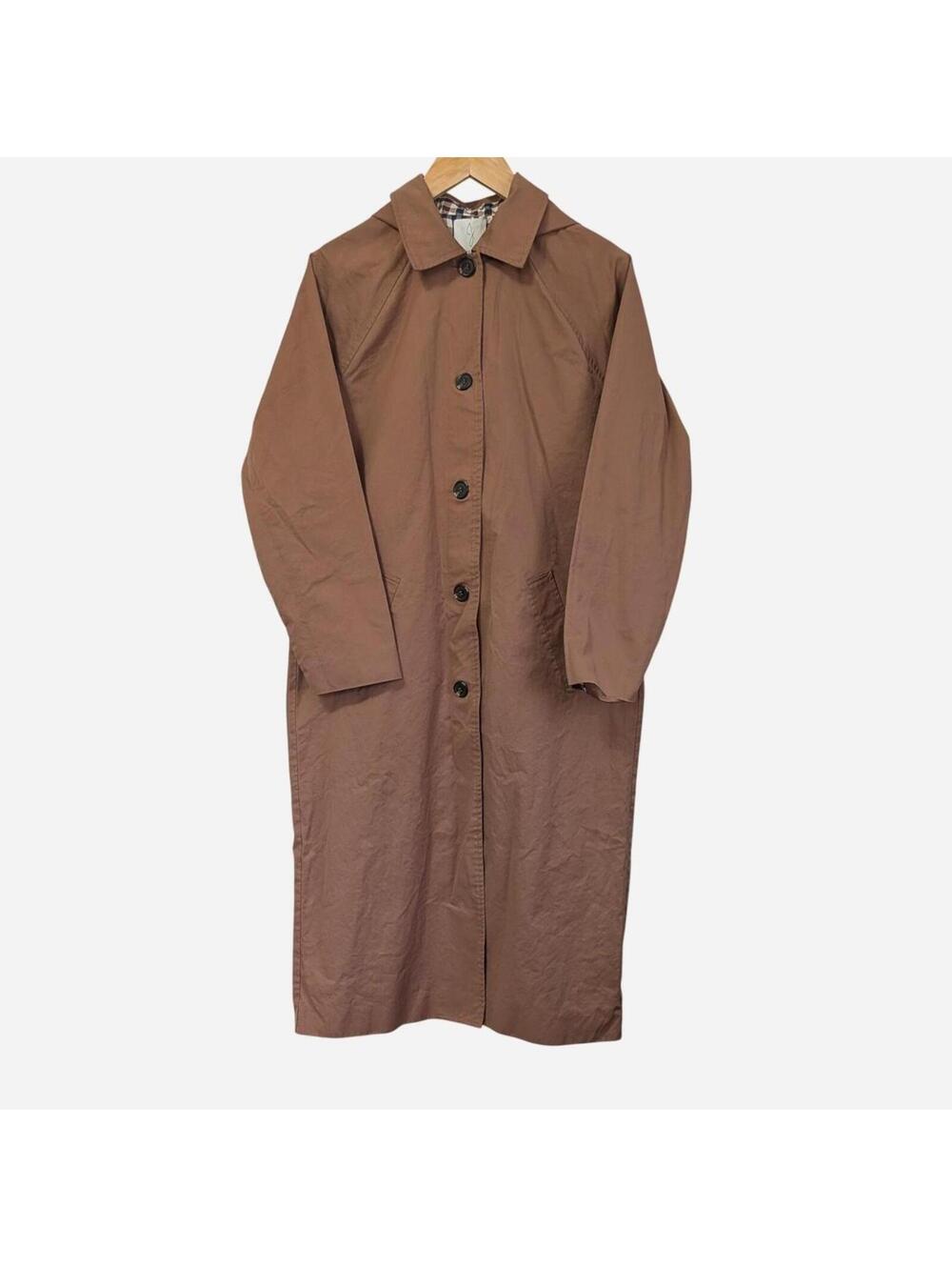 Brown Long Button-Front Women's Trench Coat